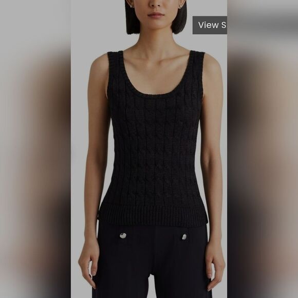 Lauren Ralph Lauren  Black labe Metallic Cable-Knit Sleeveless Sweater size M - Picture 5 of 10